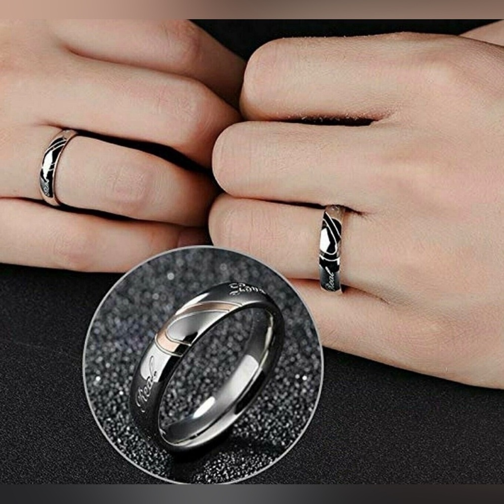 Couples Matching Ring Set Silver Engraved
His & Hers Set